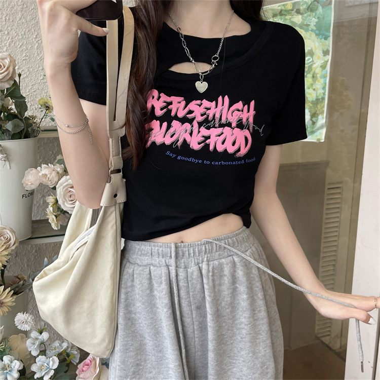 Áo Thun Tay Ngắn Cổ Tròn Thiết Kế Mới Thời Trang Mùa Hè Theo Phong Cách Hàn Quốc Cho Nữ