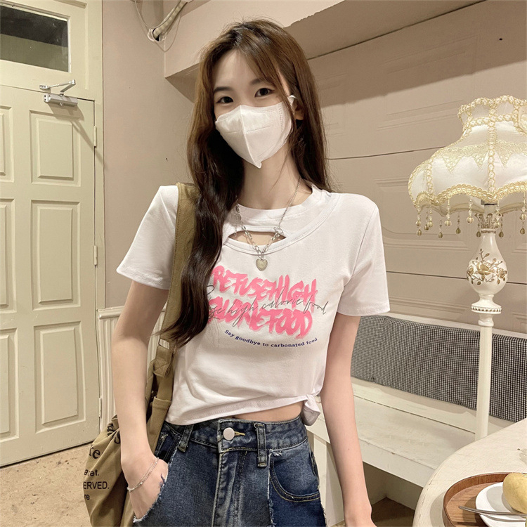 Áo Thun Tay Ngắn Cổ Tròn Thiết Kế Mới Thời Trang Mùa Hè Theo Phong Cách Hàn Quốc Cho Nữ