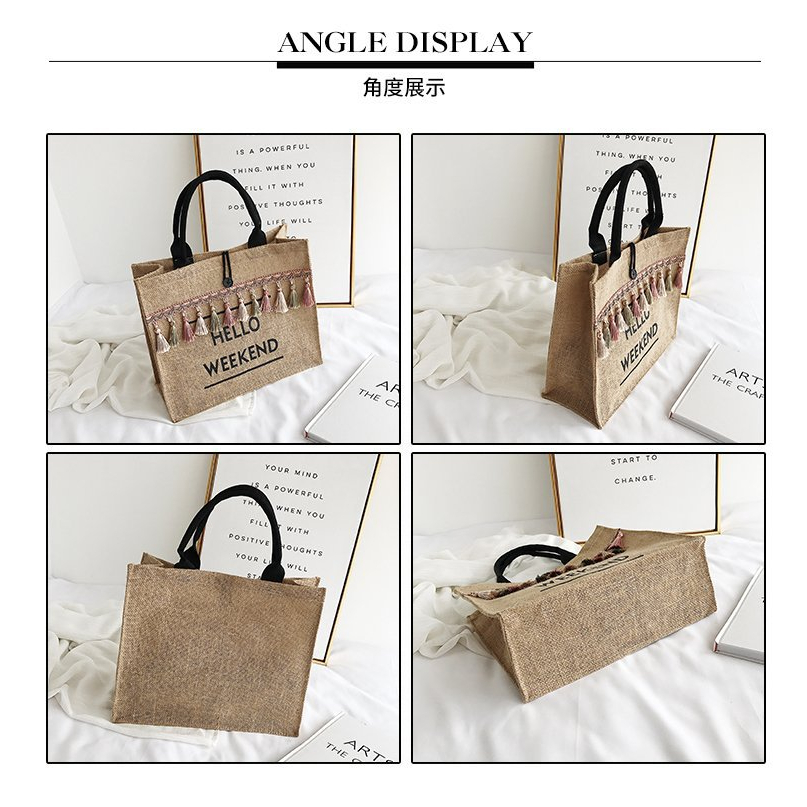 Túi Đeo Vai Sức Chứa Lớn Bằng Vải Lanh Phong Cách Hàn Quốc Thời Trang Cho Nữ