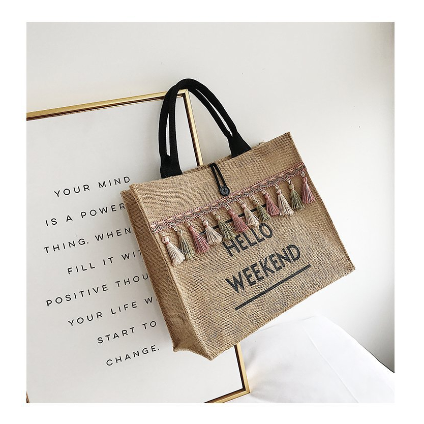 Túi Đeo Vai Sức Chứa Lớn Bằng Vải Lanh Phong Cách Hàn Quốc Thời Trang Cho Nữ