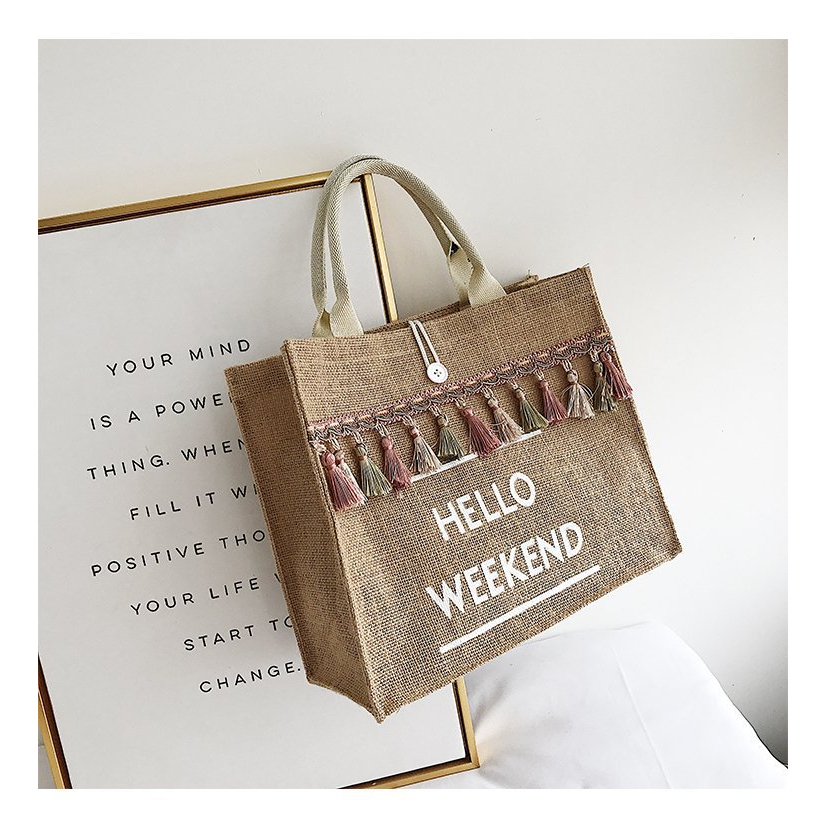 Túi Đeo Vai Sức Chứa Lớn Bằng Vải Lanh Phong Cách Hàn Quốc Thời Trang Cho Nữ