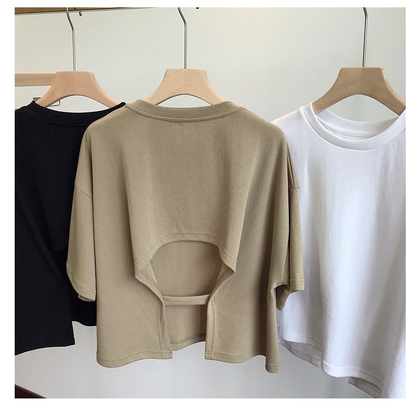 Áo Thun Tay Ngắn Cổ Tròn Thiết Kế Đơn Giản Thời Trang Cho Nữ
