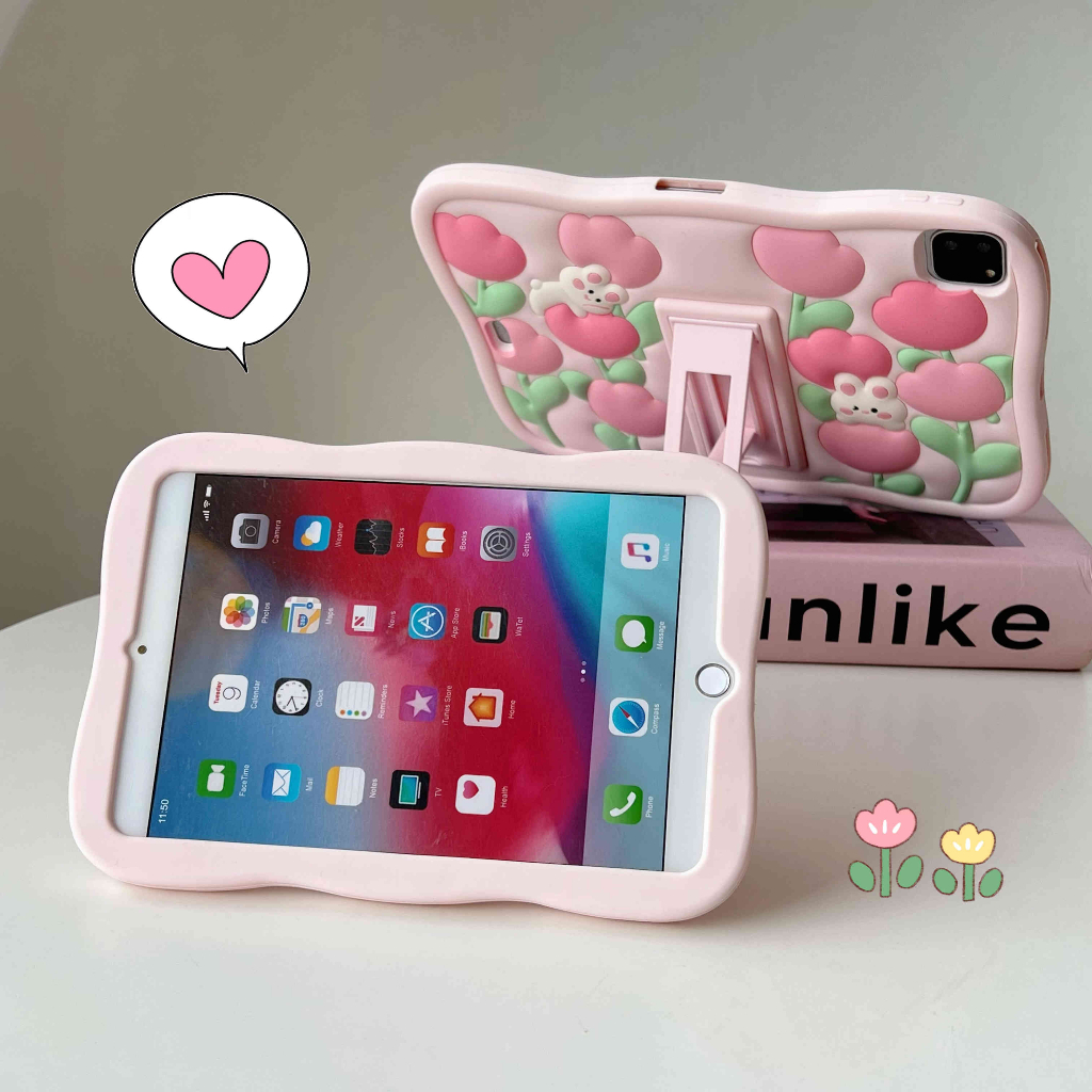 Ốp Máy Tính Bảng Silicon Hình Hoa Tulip Cho IPad Mini 1 2 3 4 5 6 IPad 2 3 4 5 6 IPad Air 4 IPad Pro 10.5 inch Pro 2018 2020 11 inch