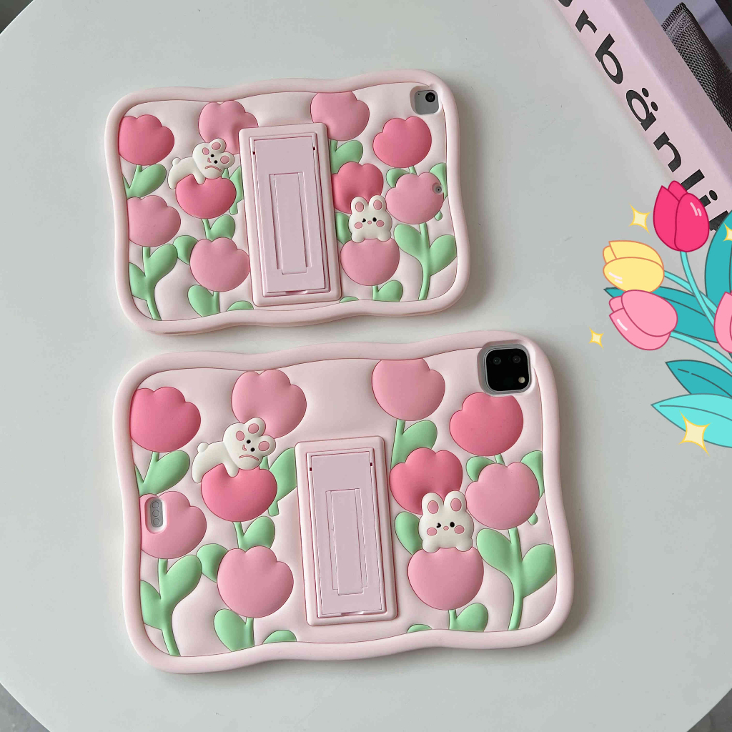 Ốp Máy Tính Bảng Silicon Hình Hoa Tulip Cho IPad Mini 1 2 3 4 5 6 IPad 2 3 4 5 6 IPad Air 4 IPad Pro 10.5 inch Pro 2018 2020 11 inch