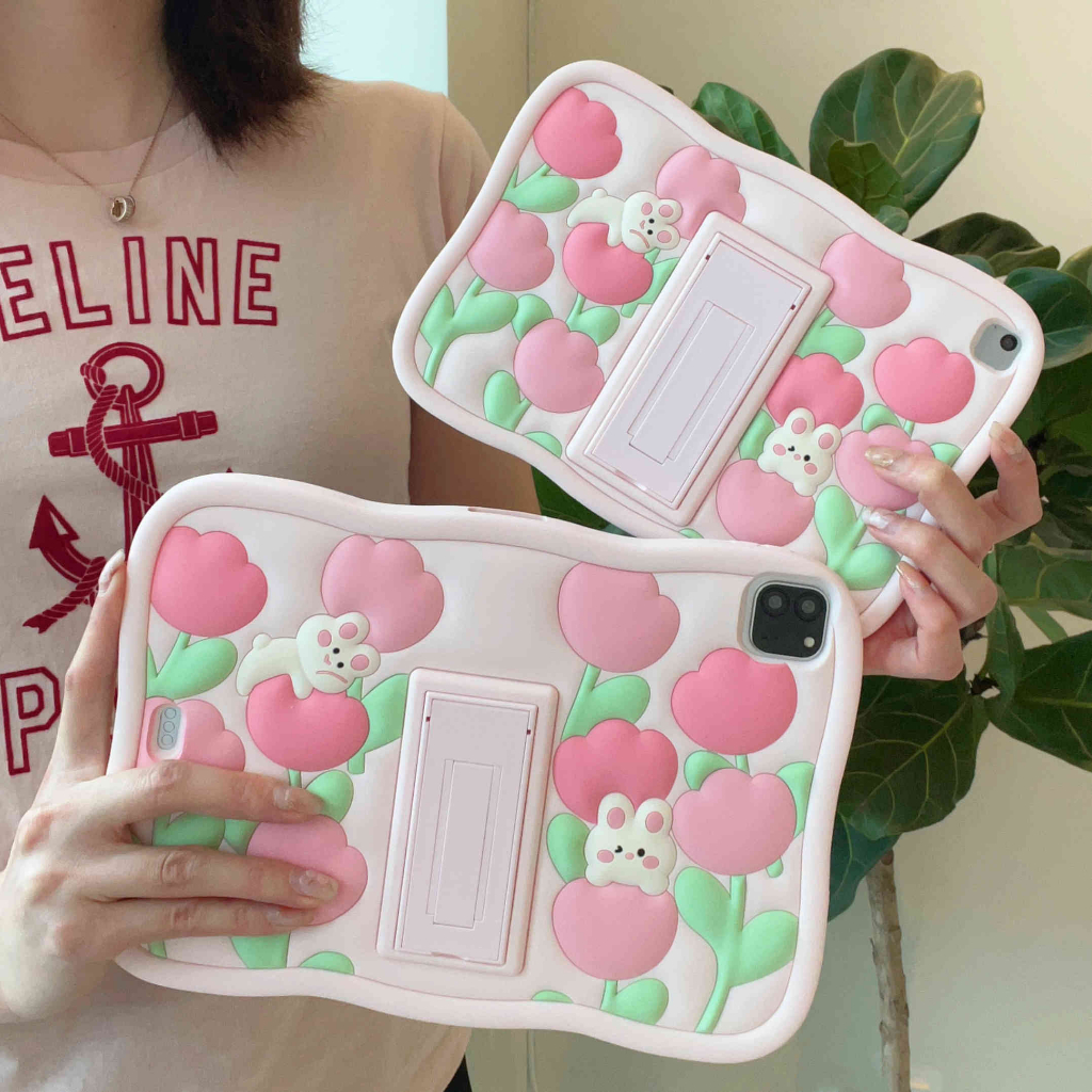 Ốp Máy Tính Bảng Silicon Hình Hoa Tulip Cho IPad Mini 1 2 3 4 5 6 IPad 2 3 4 5 6 IPad Air 4 IPad Pro 10.5 inch Pro 2018 2020 11 inch