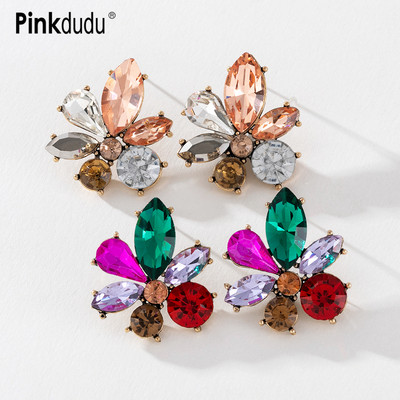 Khuyên Tai Hợp Kim Đính Đá Thủy Tinh Màu Hồng Thời Trang Cho Nữ PD592