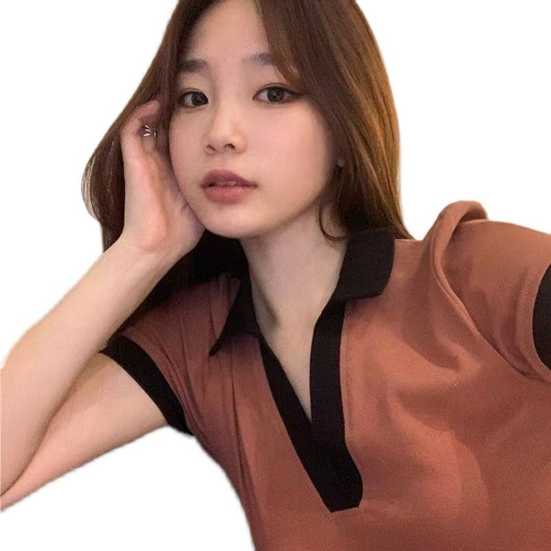 Áo polo Ngắn Tay Ôm Dáng Đơn Giản Gợi Cảm Thời Trang Mùa Hè Hàn Quốc Hàng Mới Dành Cho Bạn Nữ