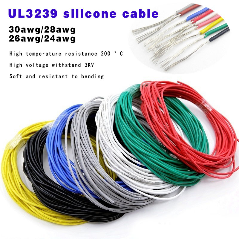 ((FX) UL3239 Dây silicon 30AWG / 28AWG / 26AWG / 24AWG Mềm chịu nhiệt độ cao 200 độ Dây nhiệt độ cao