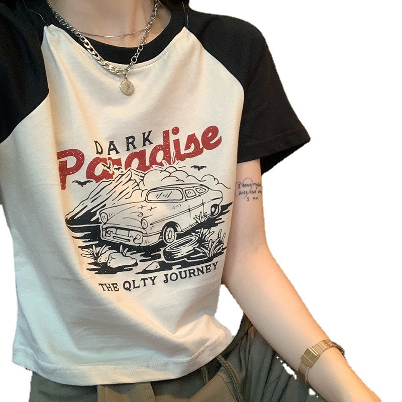 Áo Thun Ngắn Tay Dáng Ôm In Họa Tiết Thời Trang Mùa Hè Mới Cho Nữ