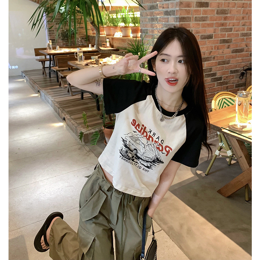 Áo Thun Ngắn Tay Dáng Ôm In Họa Tiết Thời Trang Mùa Hè Mới Cho Nữ