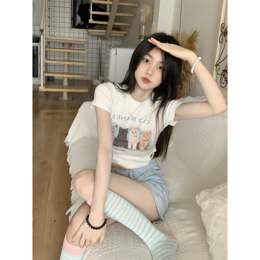 Áo Thun Ngắn Tay In Họa Tiết Thời Trang Mùa Hè Mới Cho Nữ