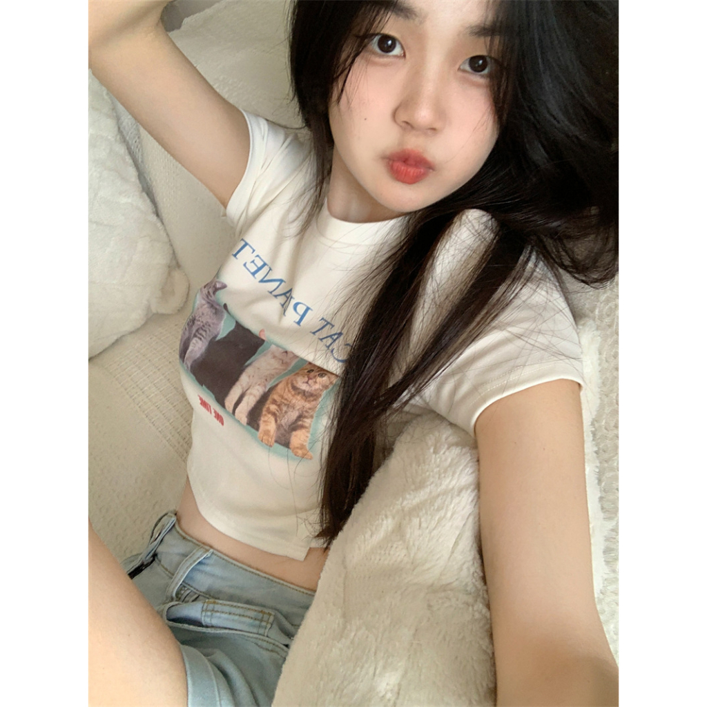 Áo Thun Ngắn Tay In Họa Tiết Thời Trang Mùa Hè Mới Cho Nữ