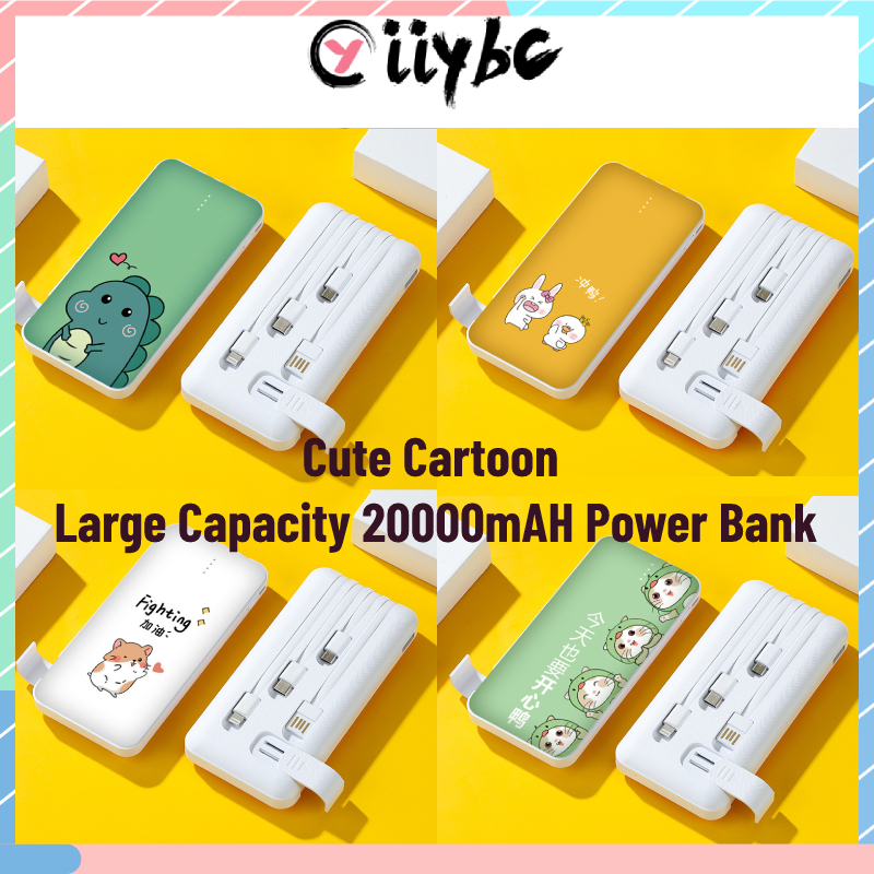 Pin Sạc Dự Phòng Dung Lượng Lớn 20000mAH Họa Tiết Hoạt Hình Dễ Thương Cho IOS / Android