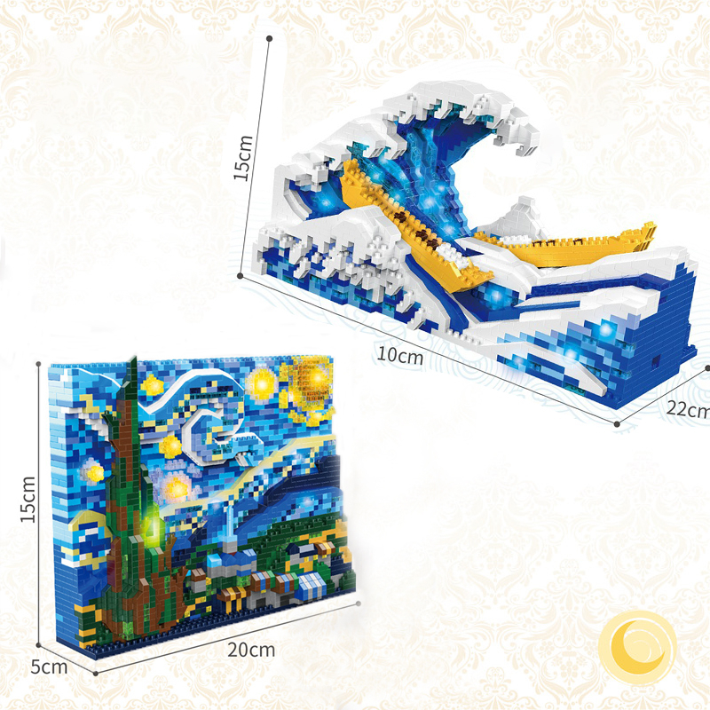 Đồ Chơi Lắp Ráp Tranh Van Gogh The Starry Night / Kanagawa Nhỏ Nhắn Dễ Thương Dùng Làm Quà Tặng Sinh Nhật Cho Bé