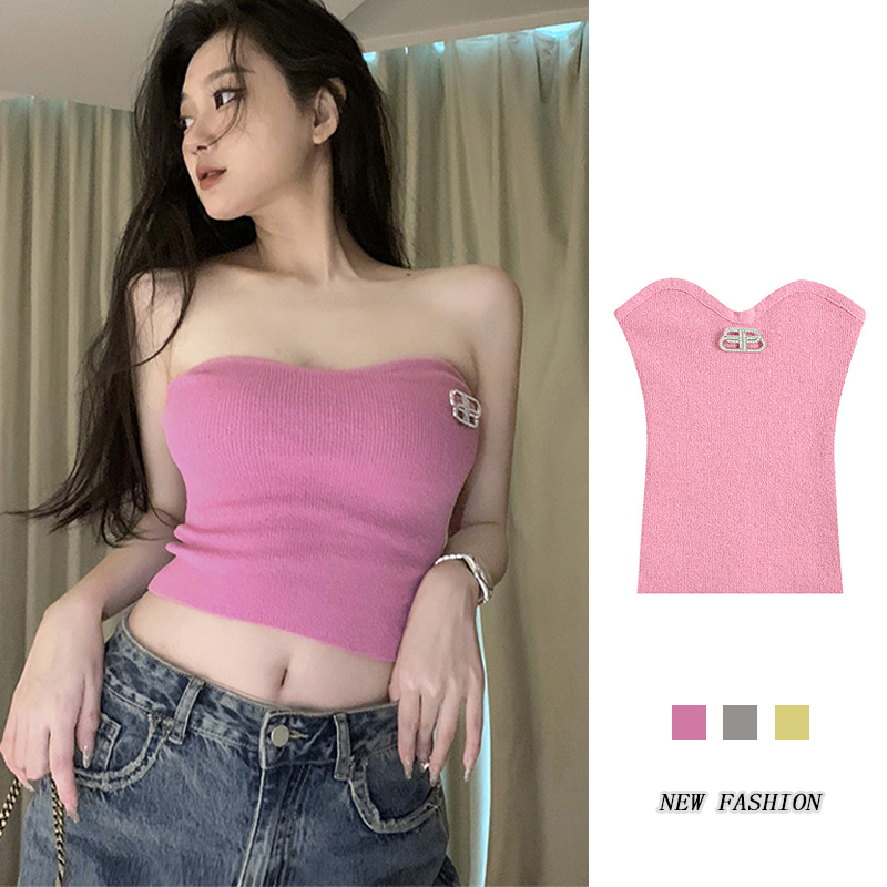 Áo Croptop Dệt Kim Sát Nách Thiết Kế Trễ Vai 4 Màu Sắc Lựa Chọn