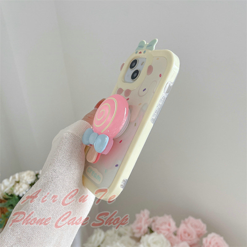 Ốp lưng iPhone 15 14 13 12 11 Pro Max Plus iPhone15 iPhone15ProMax iPhone14 iPhone14ProMax iPhone13 iPhone13ProMax iPhone12 iPhone12ProMax iPhone11 iPhone11ProMax Transparent Cute Big Camera Hole Cream Candy Holder Soft Case