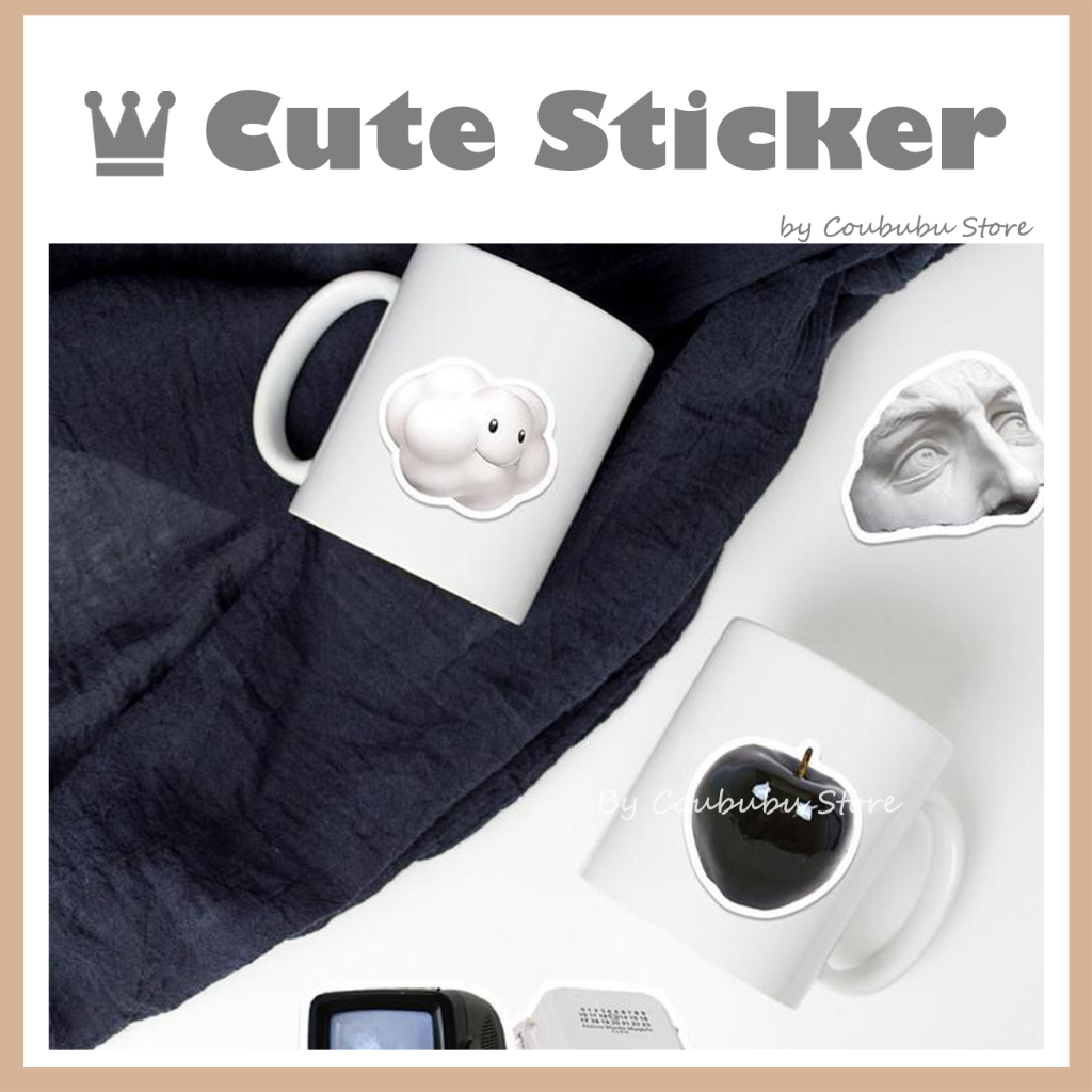 ✿Áo Khoác Coububububu Coububu✿ Sticker Dán Trang Trí Nhật Ký Chống Thấm Nước Màu Trắng Đen Phong Cách Bắc Âu Cổ Điển