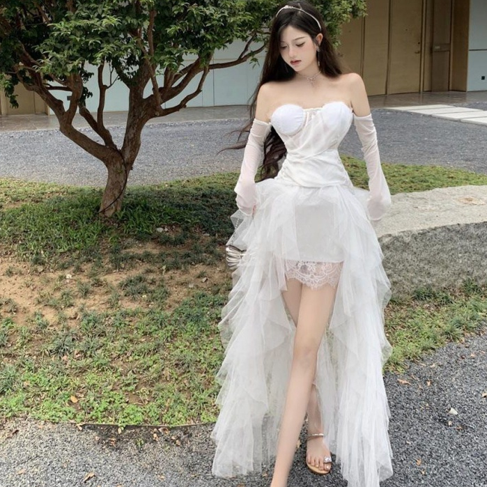 Đầm Dự Tiệc Màu Trắng Thiết Kế Sang Trọng Thời Trang Mùa Hè Quyến Rũ Cho Nữ