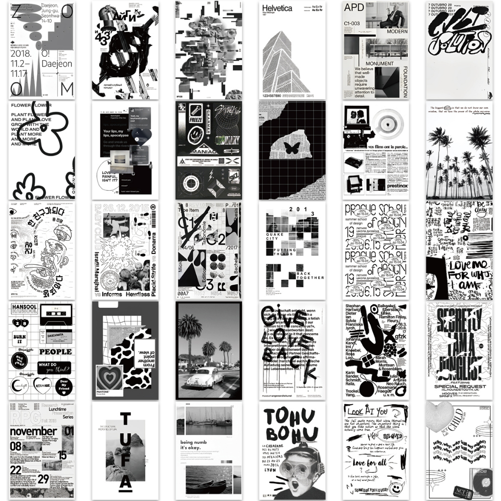 Bộ 60 Miếng Dán Graffiti Màu Trắng Đen Chống Thấm Nước Dùng Trang Trí Ván Trượt / Laptop / Xe Hơi DIY