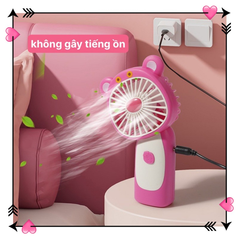 Lotso Quạt Mini Cầm Tay Hình Gấu / Dâu Tây Dễ Thương