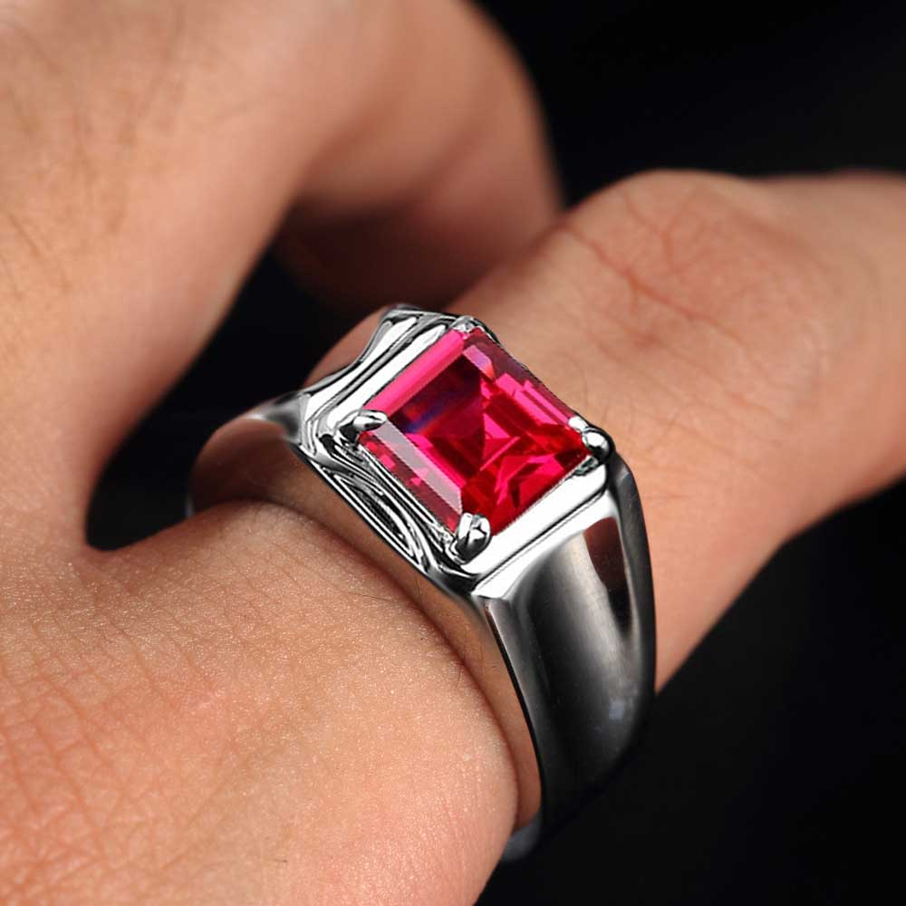 Nhẫn Cưới Thép Titan Mạ Bạc Đính Đá Zircon 3 Màu Đơn Giản Thời Trang Cho Nam