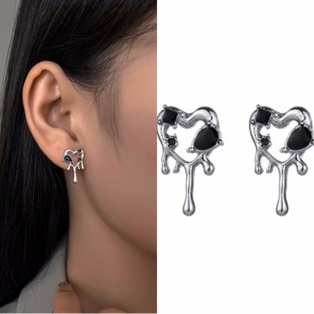 Khuyên Tai Hình Trái Tim Rỗng Phong Cách lava niche Đậm Sành Điệu Cá Tính Cho Nữ