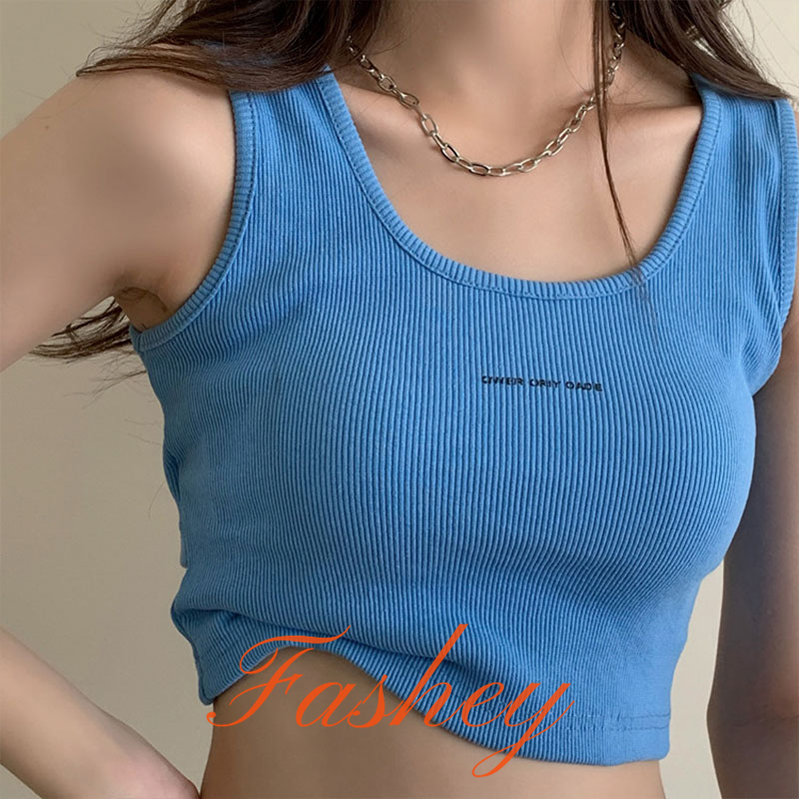 Fashey Áo Thun Ba Lỗ Thể Thao Dáng Ôm Lưng Ngắn size Lớn Thời Trang Mùa Hè 2023 Cho Nữ