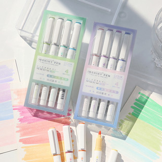 Set 4 Bút Đánh Dấu Màu Macaron Đầu Mềm Ánh Kim Lấp Lánh Dành Cho Học Sinh DIY