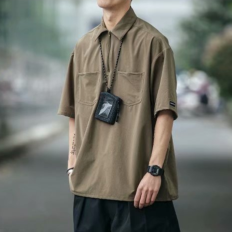 Áo Thun polo Ngắn Tay Dáng Rộng Thời Trang Nhật Bản Dành Cho Nam