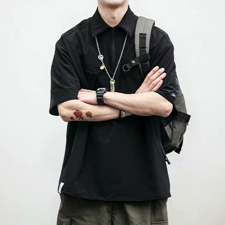 Áo Thun polo Ngắn Tay Dáng Rộng Thời Trang Nhật Bản Dành Cho Nam