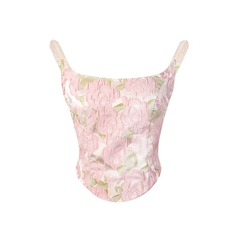 QADCOL Áo Hai Dây Mùa Hè Ôm Dáng Ngắn Thêu Họa Tiết Kiểu Cách Cổ Điển Cho Nữ