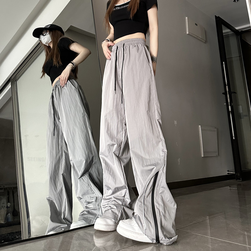 QADCOL Quần Dài Ống Rộng Thời Trang Mùa Hè Phong Cách retro Mỹ Mới Cho Nữ