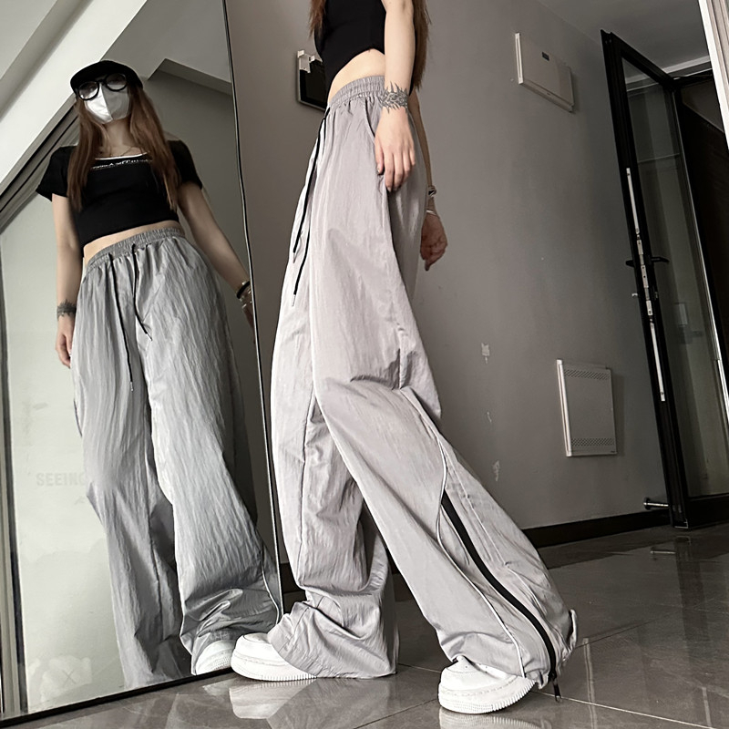 QADCOL Quần Dài Ống Rộng Thời Trang Mùa Hè Phong Cách retro Mỹ Mới Cho Nữ
