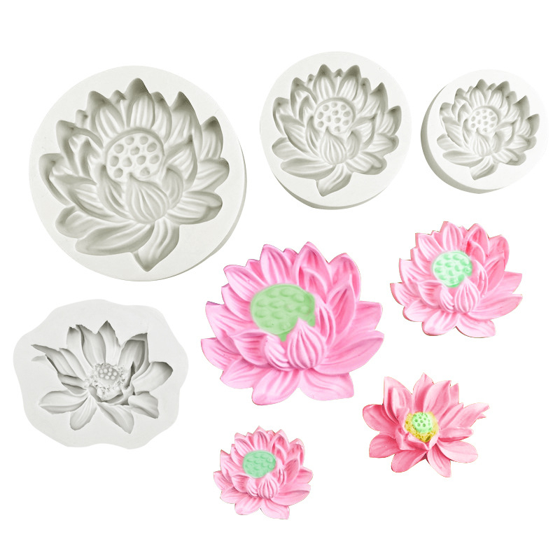 Khuôn Làm Bánh / Xà Phòng / Nến Hình Hoa Sen 3D Bằng Silicone DIY