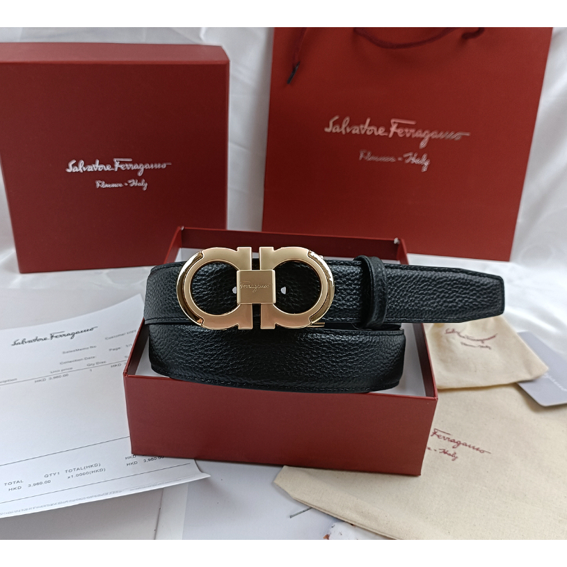 Salvatore Ferragamo Thắt Lưng Da Thật Khóa Tự Động Số 8 Thời Trang Lịch Lãm Cho Nam