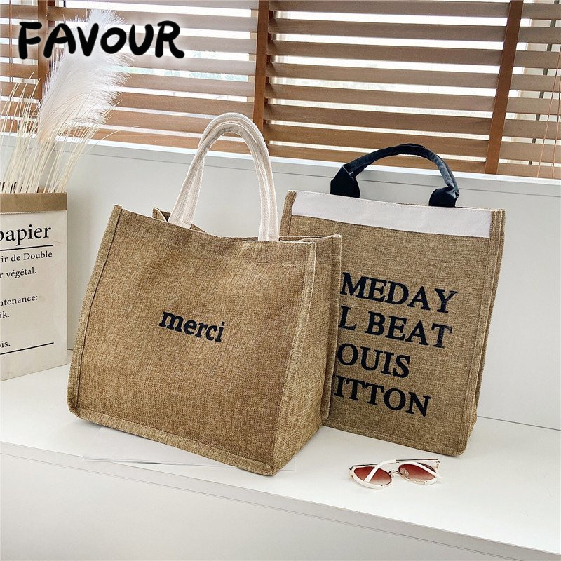 Túi Xách Vải Lanh Cỡ Lớn Khổ a4 Đơn Giản Thời Trang Hàn Quốc Cho Nữ