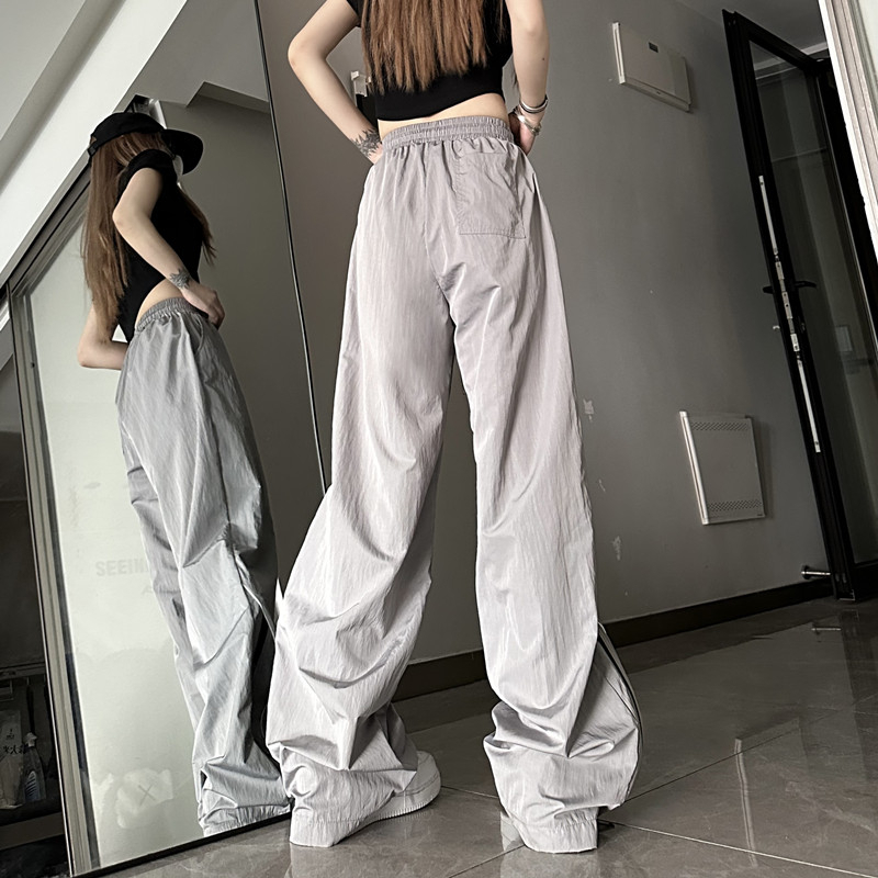 QADCOL Quần Dài Ống Rộng Thời Trang Mùa Hè Phong Cách retro Mỹ Mới Cho Nữ