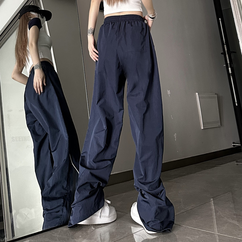 QADCOL Quần Dài Ống Rộng Thời Trang Mùa Hè Phong Cách retro Mỹ Mới Cho Nữ