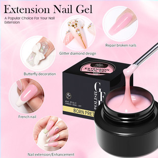 Gel nối dài móng tay màu trắng / hồng trong suốt nhanh chóng thương hiệu born pretty 60ml 30ml