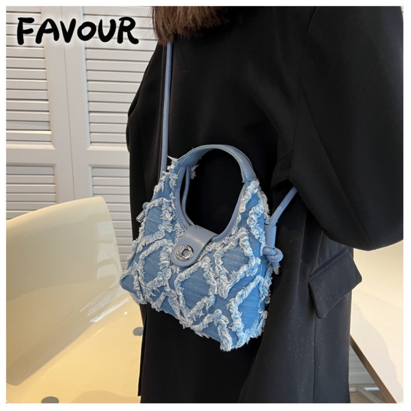 [COD] Túi Xách Đeo Dưới Cánh Tay Bằng Denim Đính Kim Cương Phong Cách Mới Mùa Hè Cho Nữ