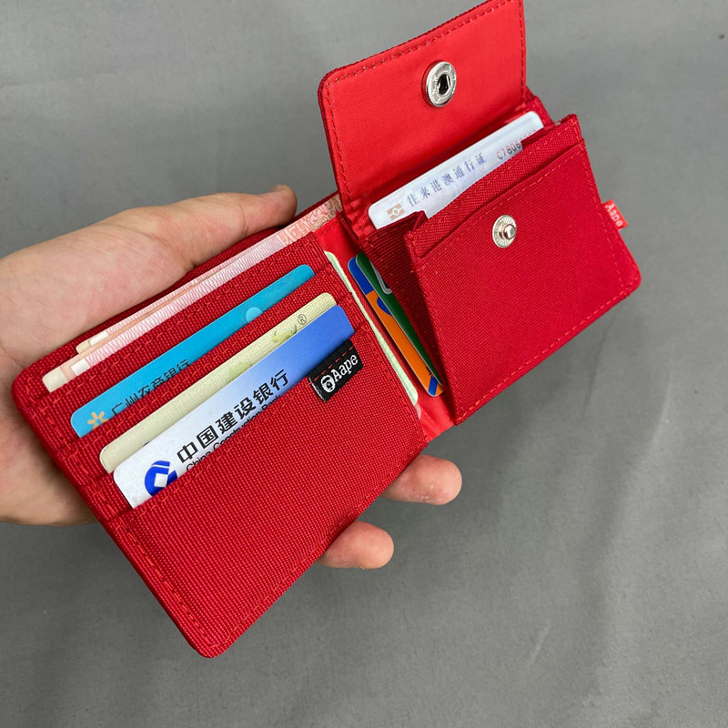 Bape Ví Ngắn Vải Canvas Thêu Họa Tiết Rằn Ri Cá Tính Cho Học Sinh