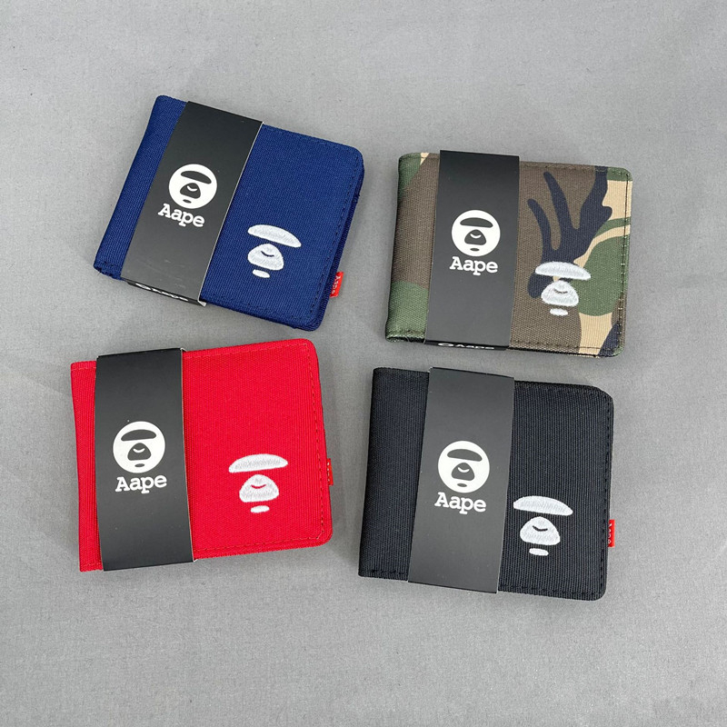 Bape Ví Ngắn Vải Canvas Thêu Họa Tiết Rằn Ri Cá Tính Cho Học Sinh