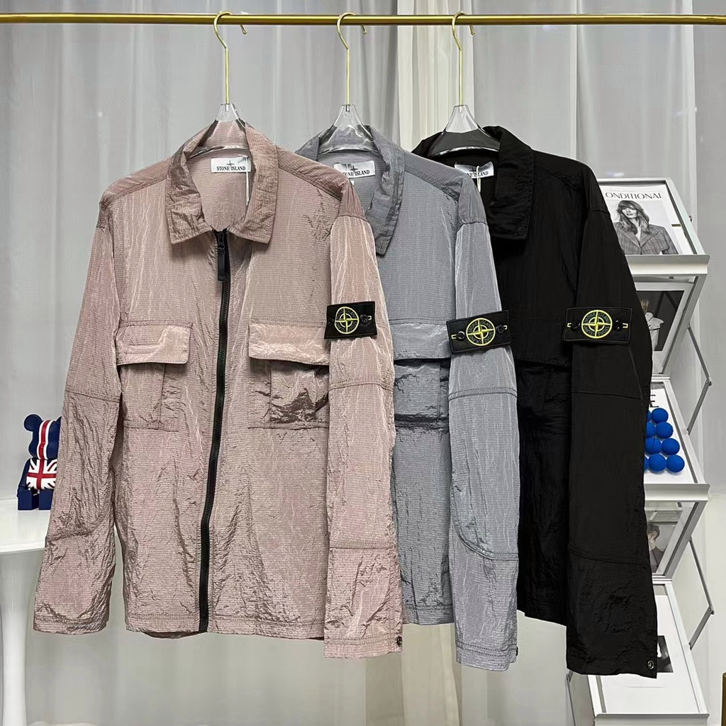 Stoneisland Áo Khoác Gió Nylon Chống Nắng Chống Thấm Nước Phong Cách 18SS
