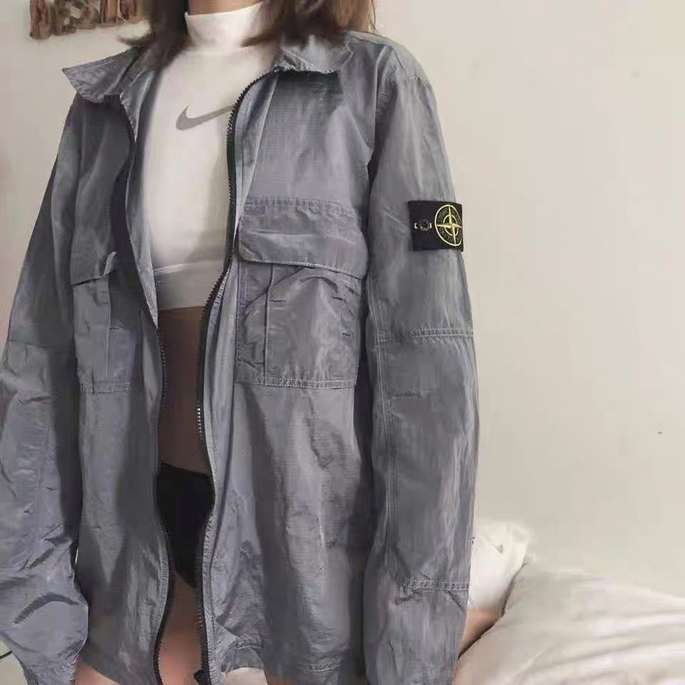 Stoneisland Áo Khoác Gió Nylon Chống Nắng Chống Thấm Nước Phong Cách 18SS