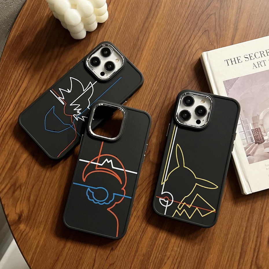 Ốp Điện Thoại TPU Dẻo Viền Đen Họa Tiết Hoạt Hình Đơn Giản Cho iphone 14 12 13 11 PRO MAX