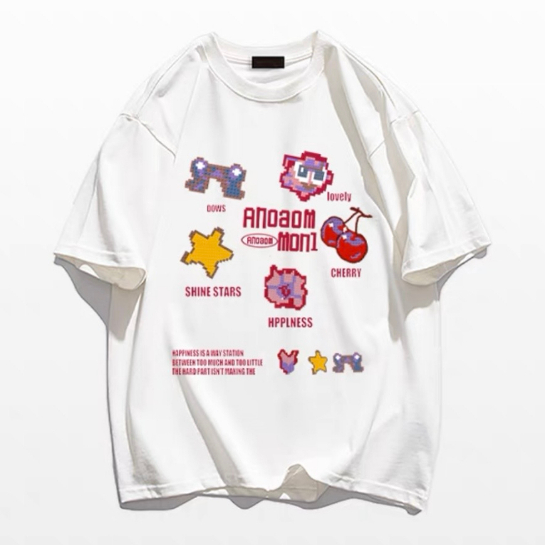 Áo Thun Tay Ngắn Dáng Rộng In Họa Tiết Vui Nhộn Thời Trang Cho Nữ