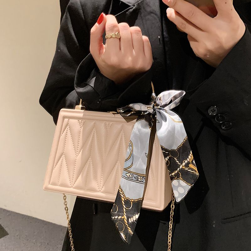Túi Xách Đeo Vai Hình Vuông Cỡ Nhỏ Bằng Lụa Phối Khăn Quàng Cổ Thêu Họa Tiết Phong Cách Hàn Quốc Thời Trang Cho Nữ