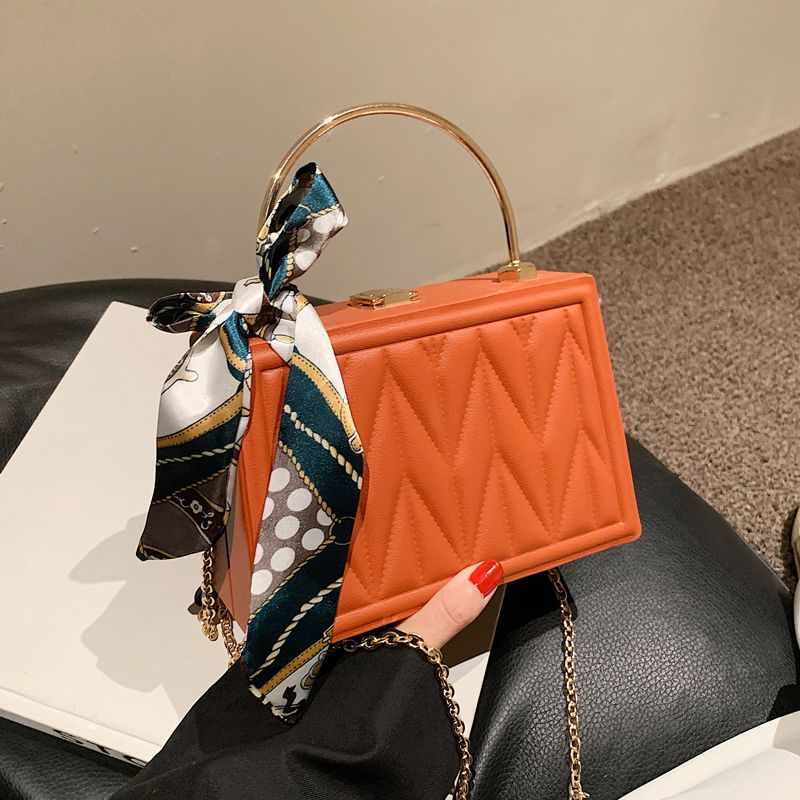 Túi Xách Đeo Vai Hình Vuông Cỡ Nhỏ Bằng Lụa Phối Khăn Quàng Cổ Thêu Họa Tiết Phong Cách Hàn Quốc Thời Trang Cho Nữ