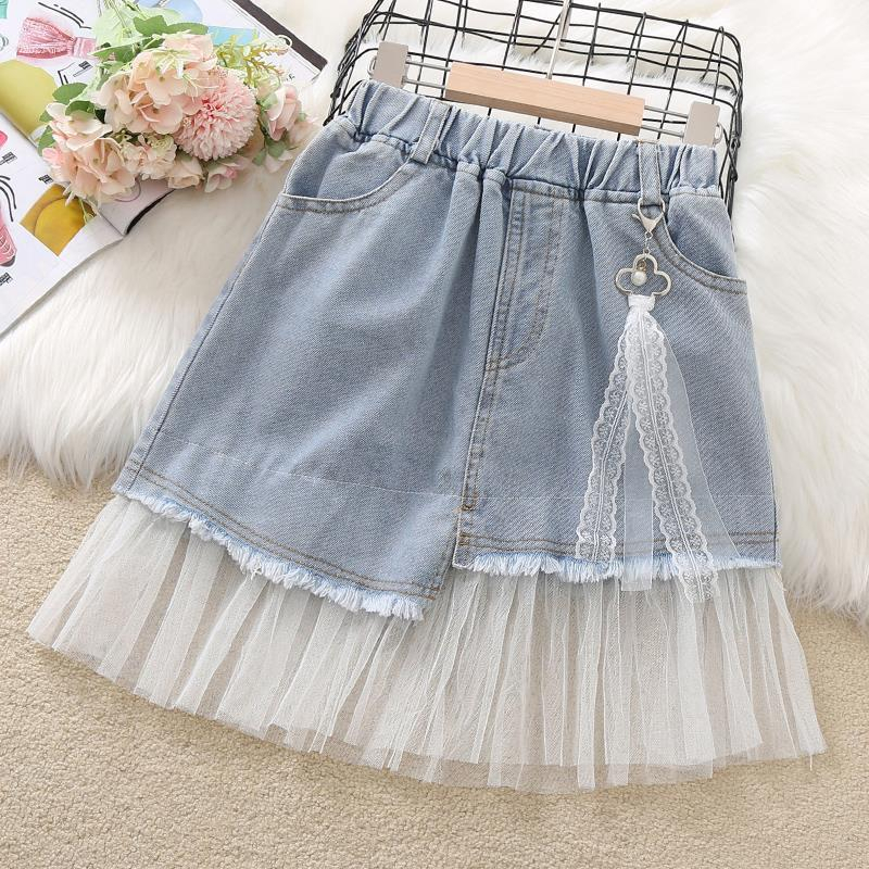 Váy cao bồi nửa người cho bé gái Váy lưới cho bé gái Váy ngắn 5-6-7-10-12-13-14 tuổi Váy nửa người cho bé gái