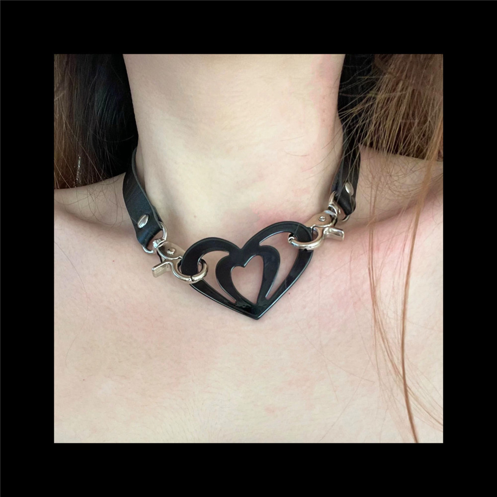 Vòng Cổ choker Mặt Ghép Hình Trái Tim acetate Nuche y2k hot girls